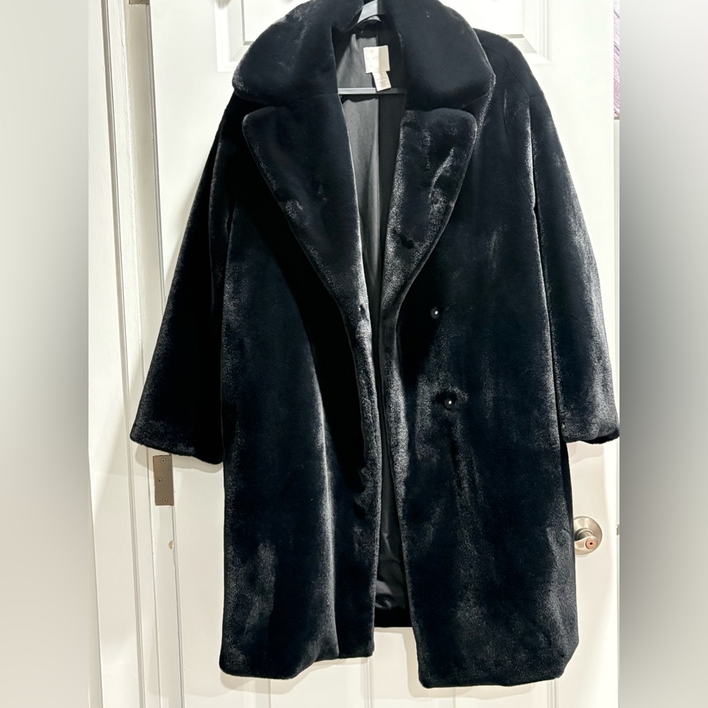 H&M Black Faux Fur Coat